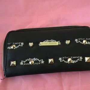 Betsey Johnson Black Logo Zip Around Wallet